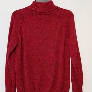 KAREN SCOTT Women's Red & Black  Cotton Turtle Neck Sweater - Petite Medium